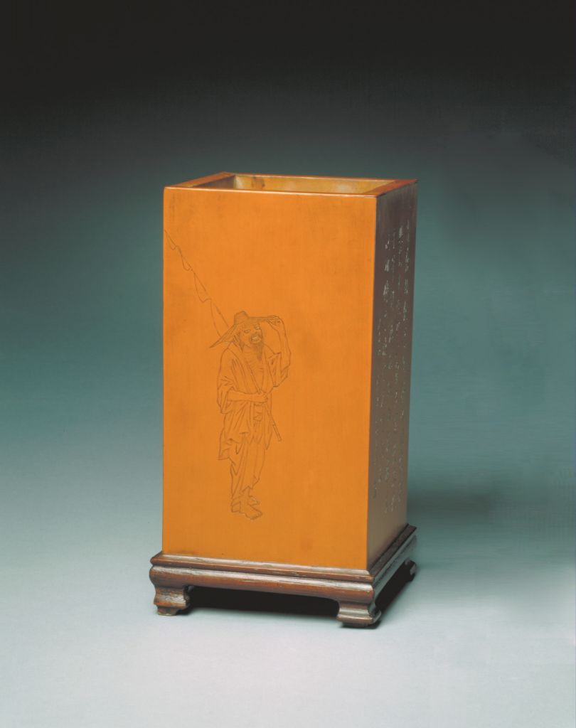 图片[1]-Square pen holder for inscribing poems on Wenzhu figures-China Archive